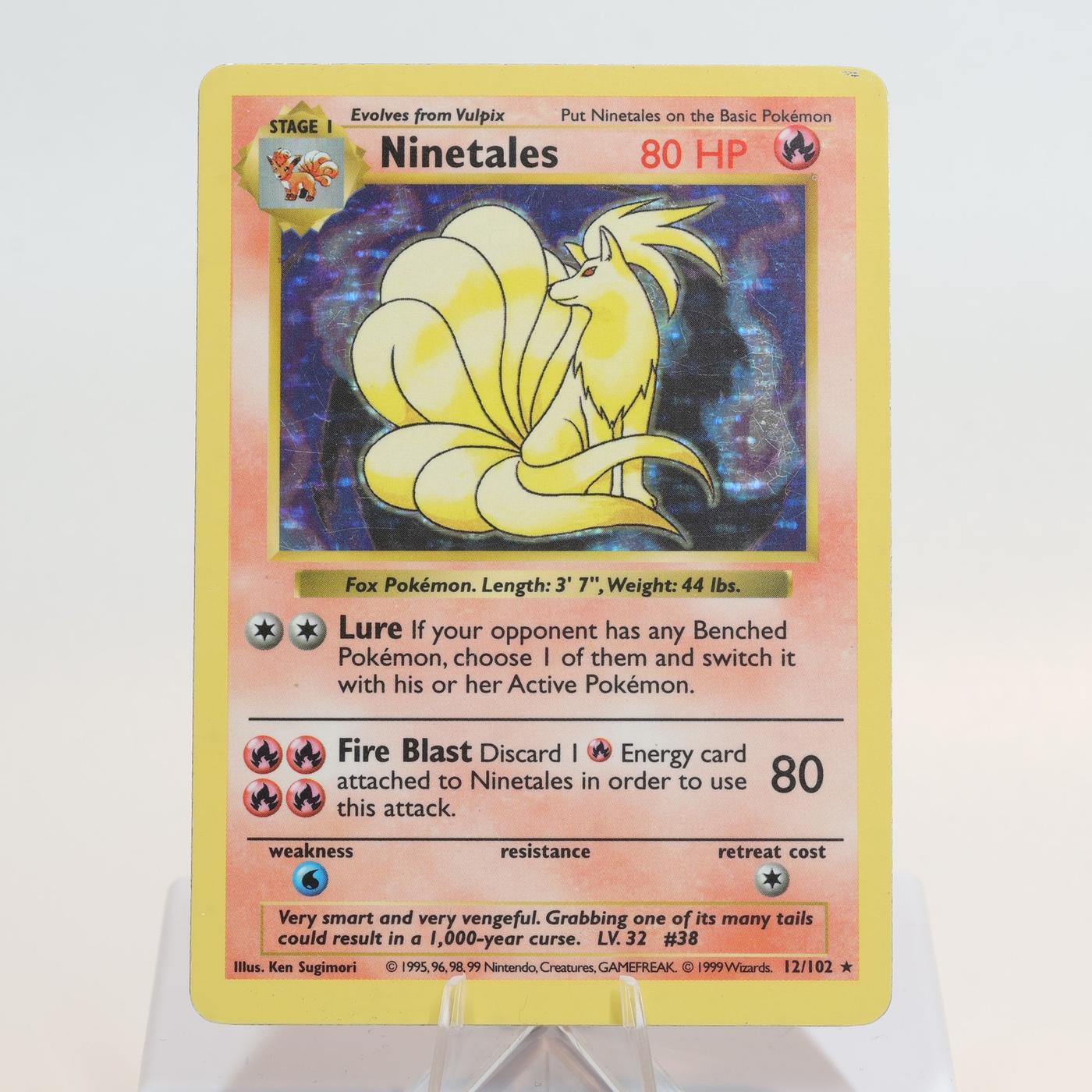 Pokemon TCG Ninetales 12102 Base Set Holo Rare Shadowless WOTC MP 168205418428 2