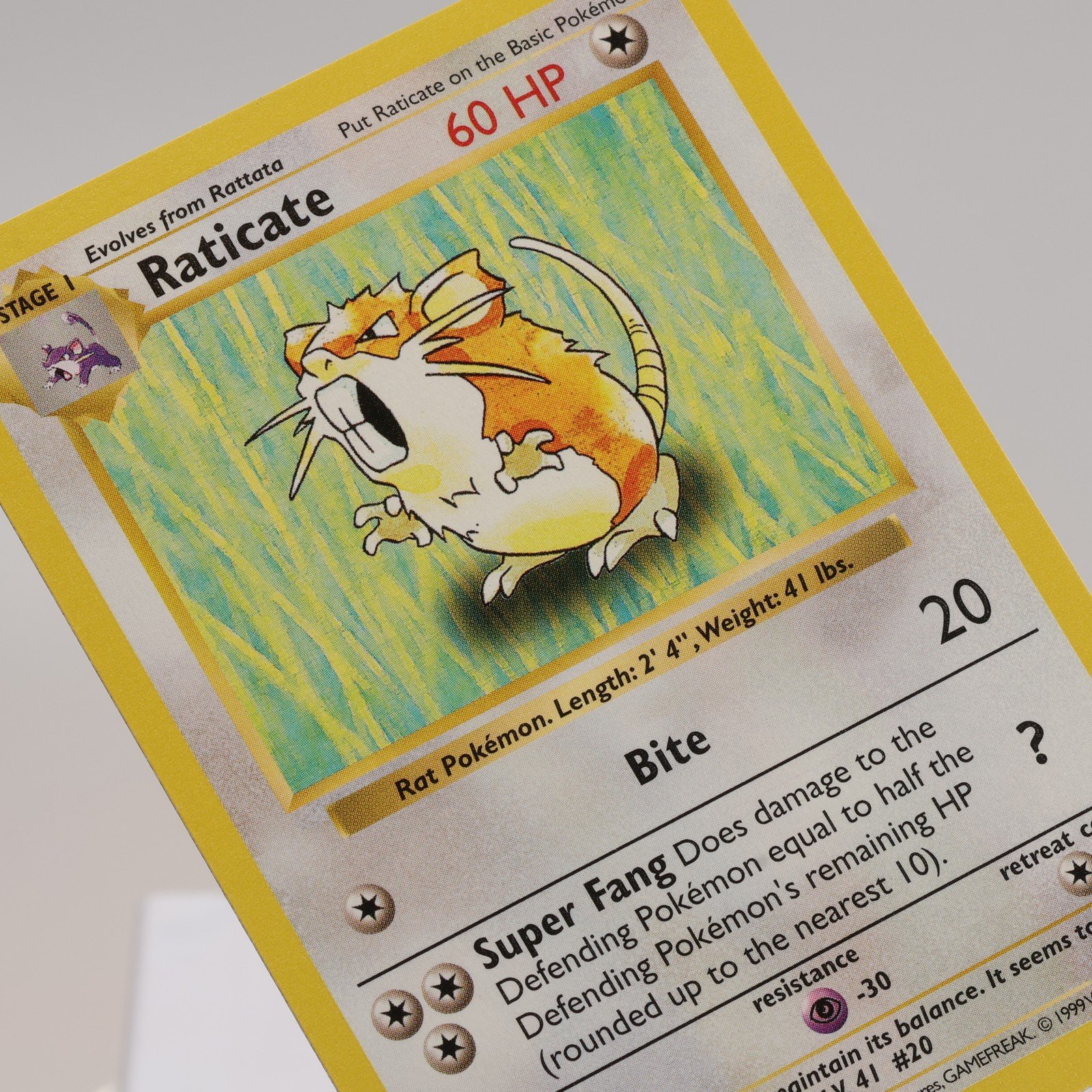 Pokemon TCG – Raticate 40/102 Base Set Uncommon Shadowless WOTC 1999 – EXC/NM