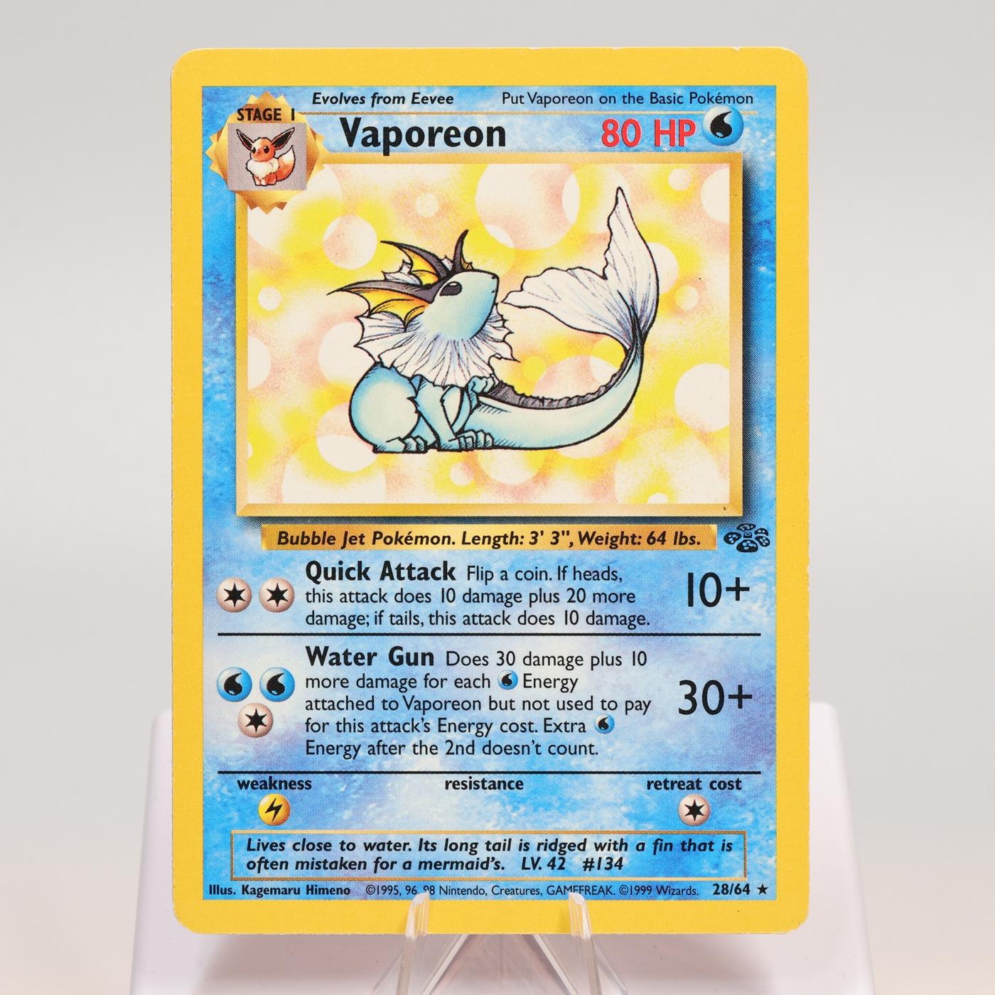 Pokemon TCG Vaporeon 2864 Jungle Rare WOTC EXC 168421188118 2