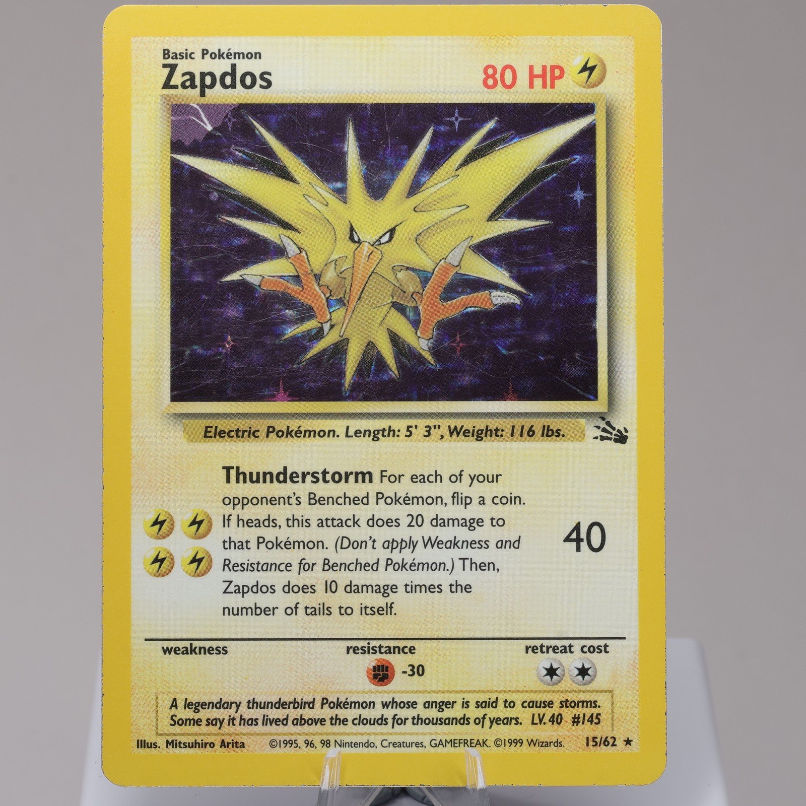 Pokemon TCG Zapdos 1562 Fossil Holo Rare WOTC 1999 MP 167950659118 2