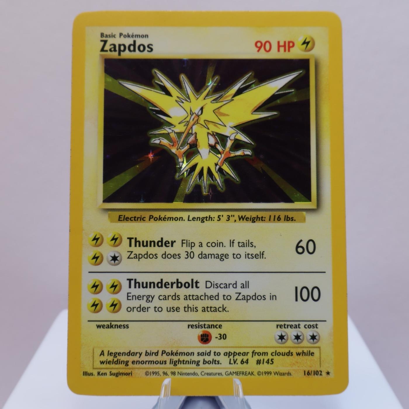Pokemon TCG Zapdos 16102 Base Set Holo Rare WOTC 1999 EXC 167830364468 2