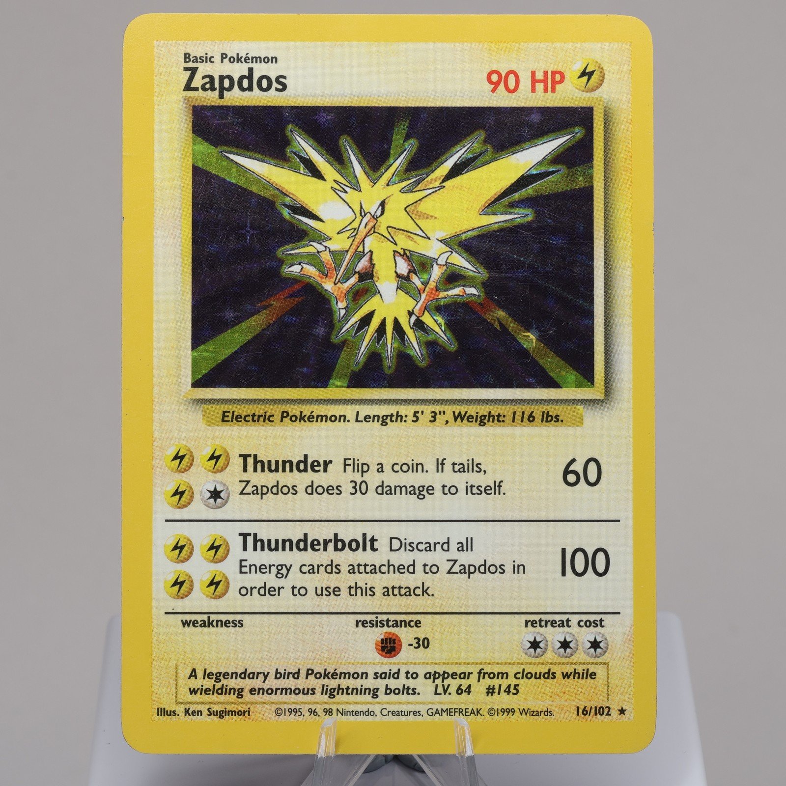 Pokemon TCG Zapdos 16102 Base Set Holo Rare WOTC 1999 Indent 167965977958 2