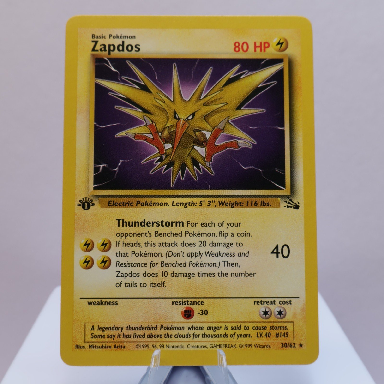 Pokemon TCG Zapdos 3062 Fossil Rare 1st Edition WOTC 1999 NM 167830364538 2