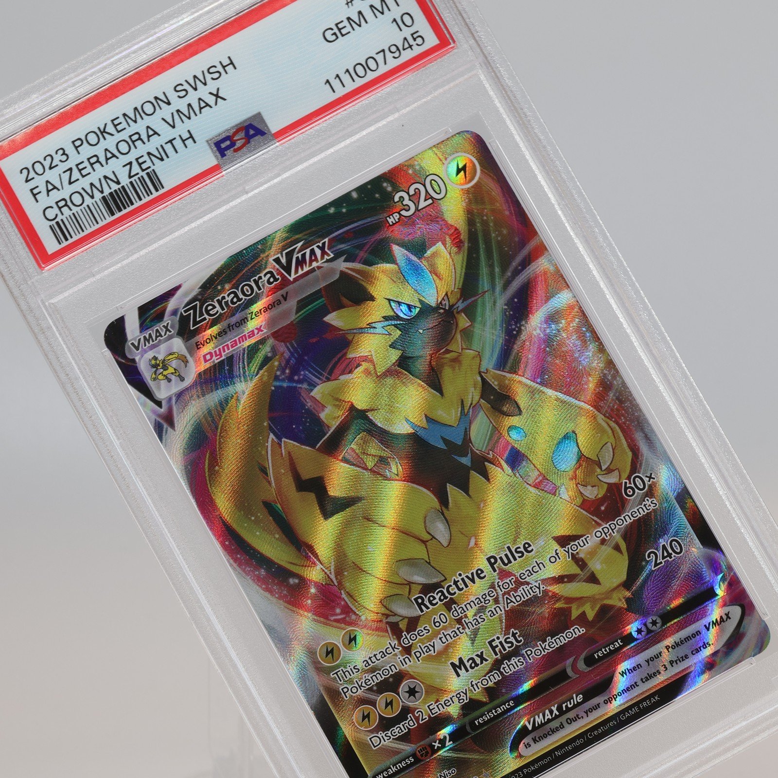 Pokemon TCG – Zeraora VMAX 54/159 Crown Zenith V Rare  – PSA 10 GEM MT