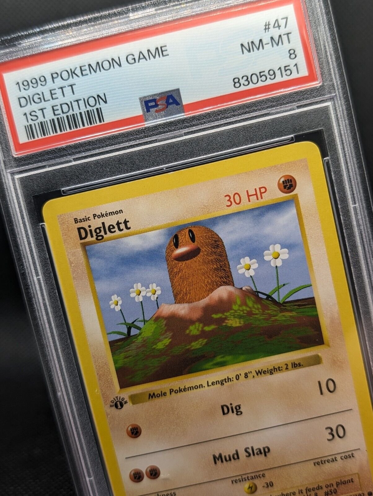 Pokemon TCG -Diglett 47/102 1st Edition Base Set Shadowless 1999 – PSA 8 NM/M