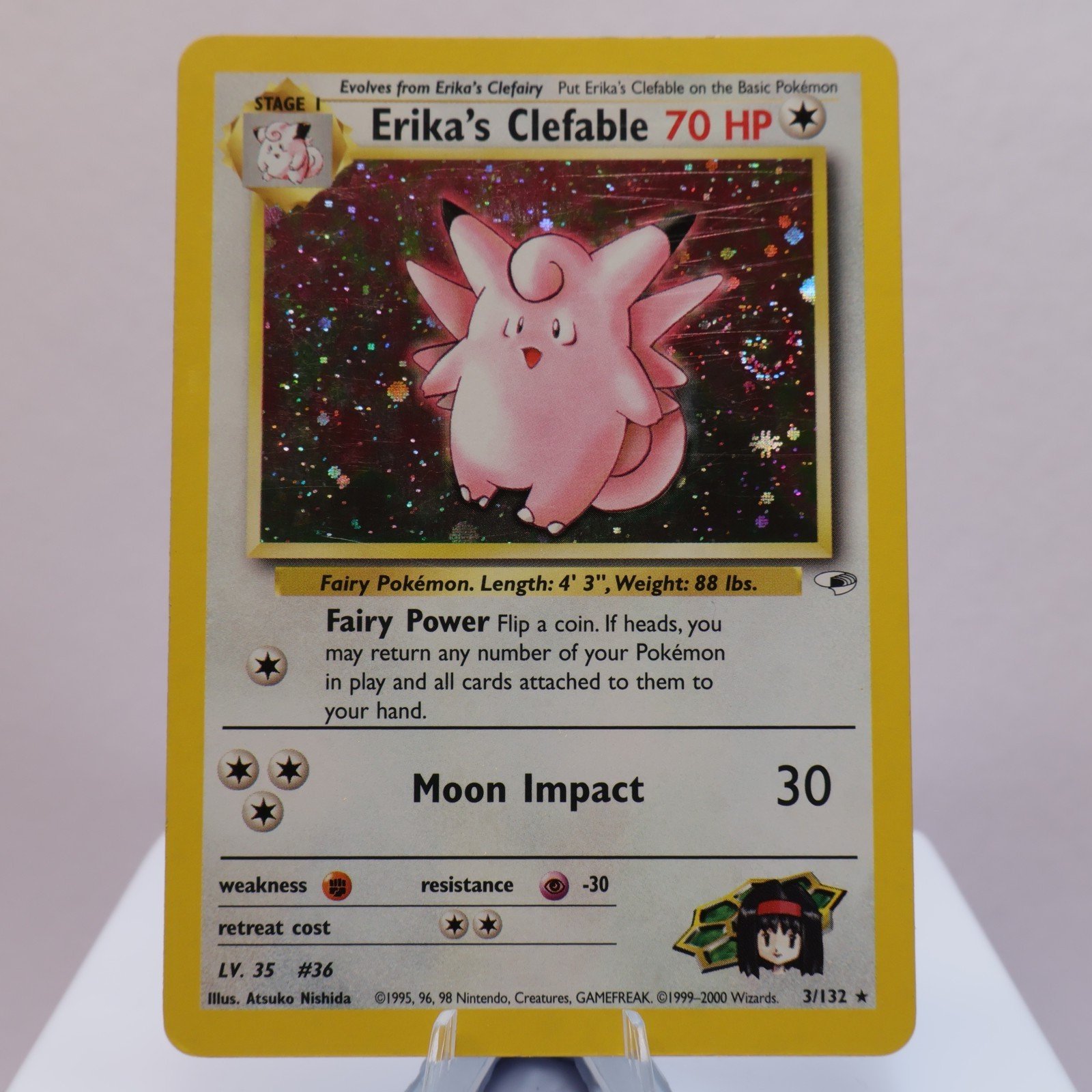 Pokemon TCG Erikas Clefable 3132 Gym Heroes Holo Rare WOTC 1999 EXC 167830364429 2