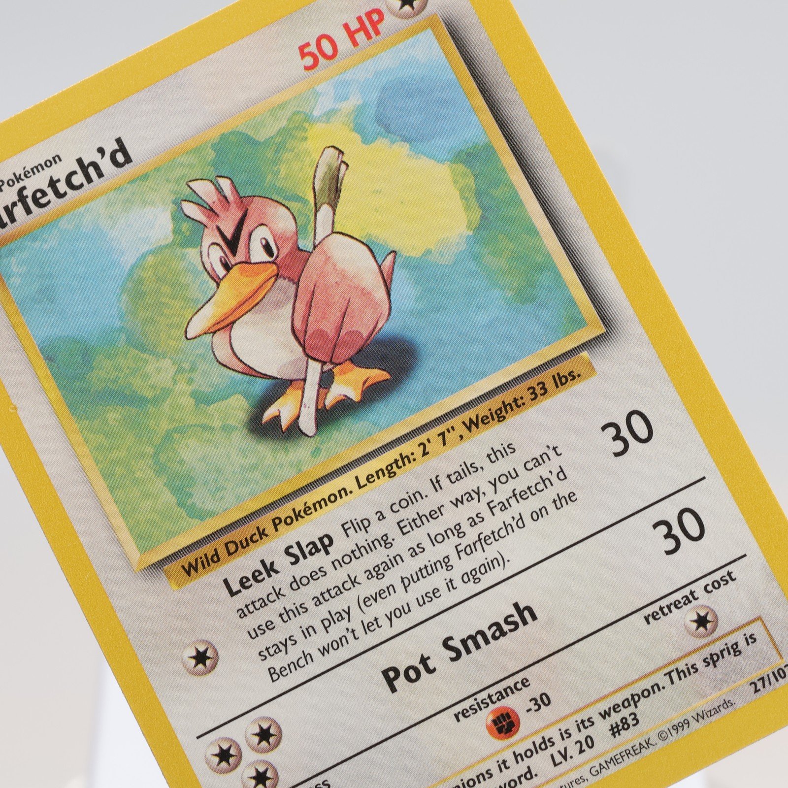 Pokemon TCG – Farfetch'd 27/102 Base Set Uncommon  WOTC 1999 – NM