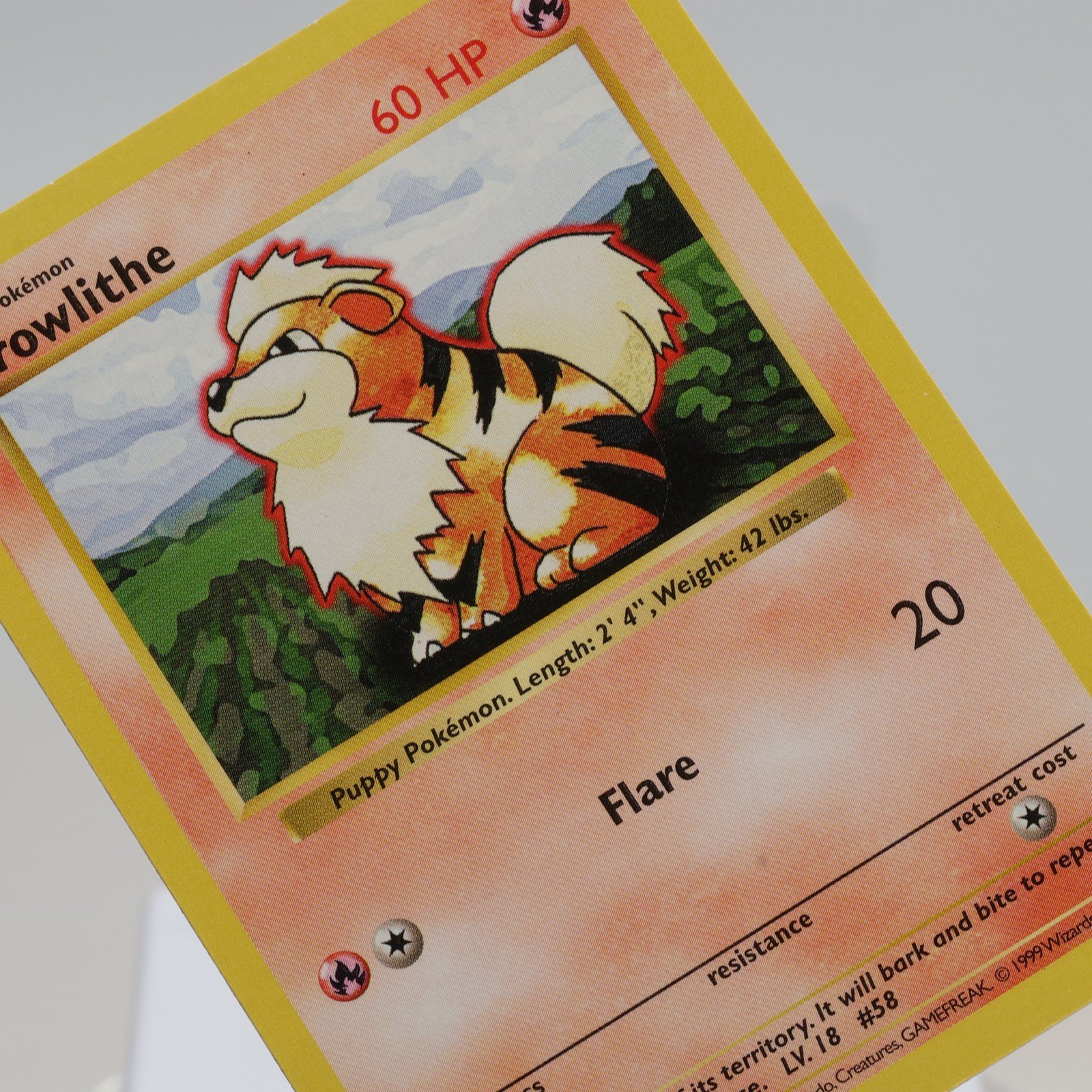 Pokemon TCG Growlithe 28102 Base Set Uncommon Shadowless WOTC 1999 EXCNM 168144948189