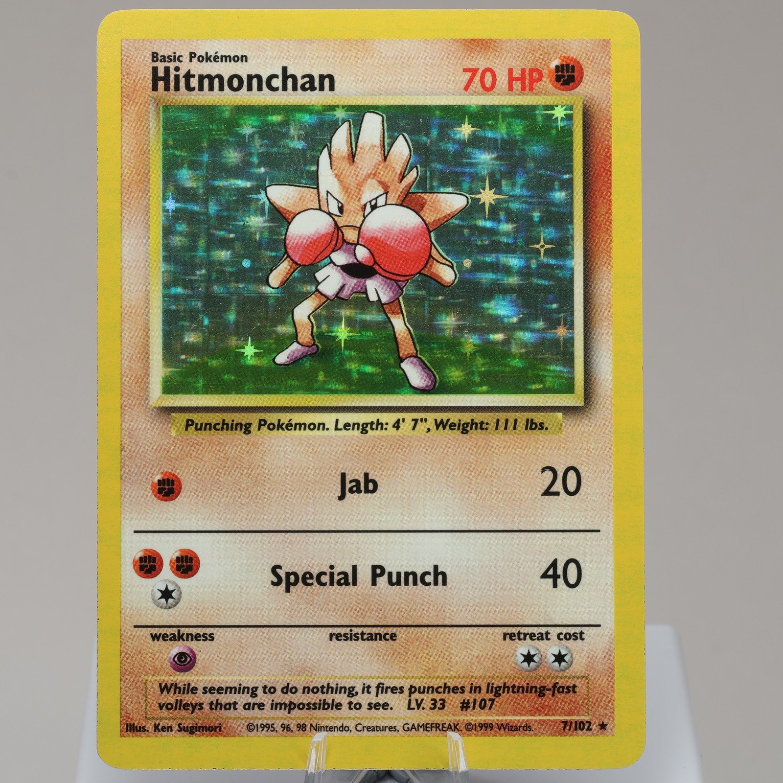 Pokemon TCG Hitmonchan 7102 Base Set Holo Rare WOTC 1999 EXCNM 167950659009 2