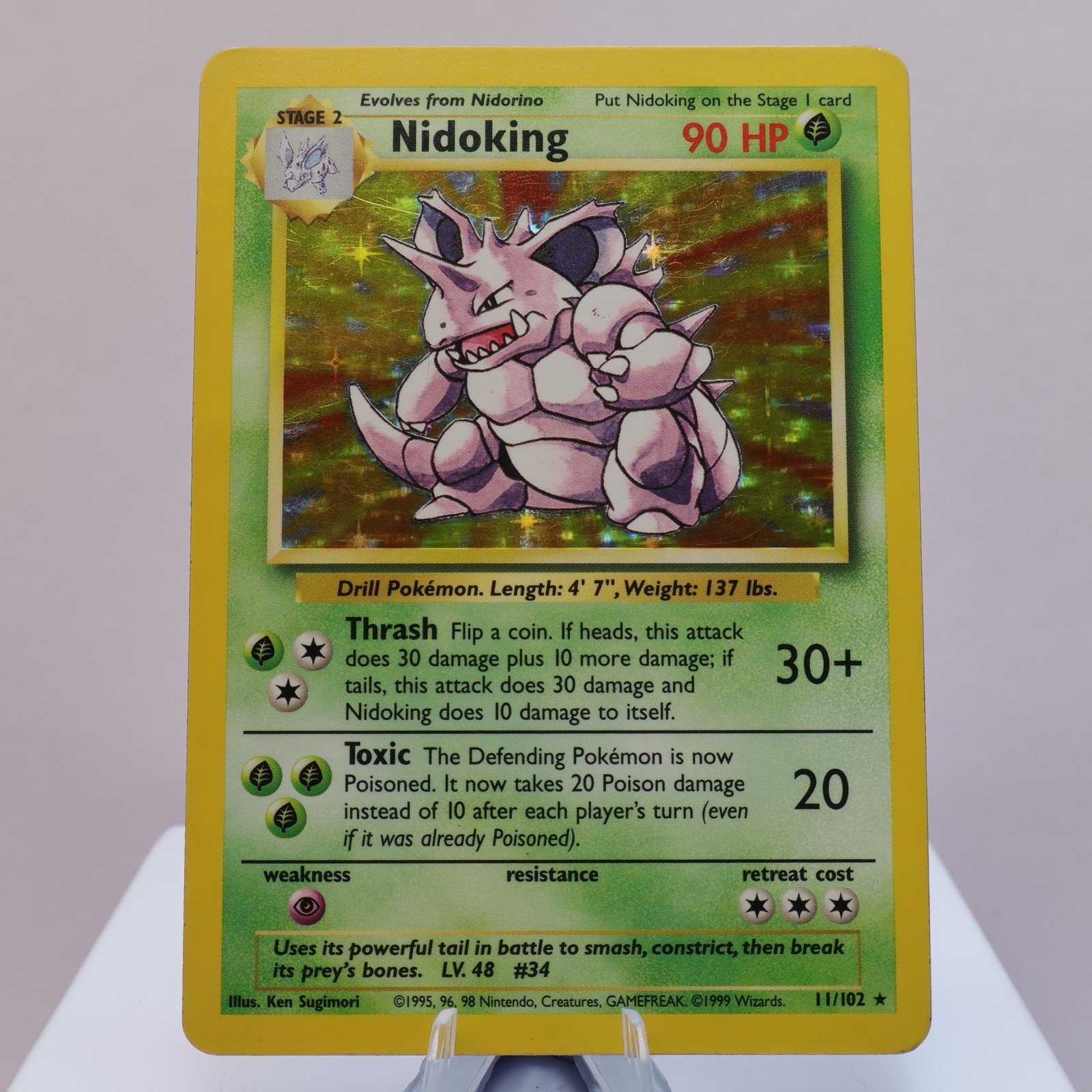 Pokemon TCG Nidoking 11102 Base Set Holo Rare WOTC 1999 PL Crease 167830364449 2