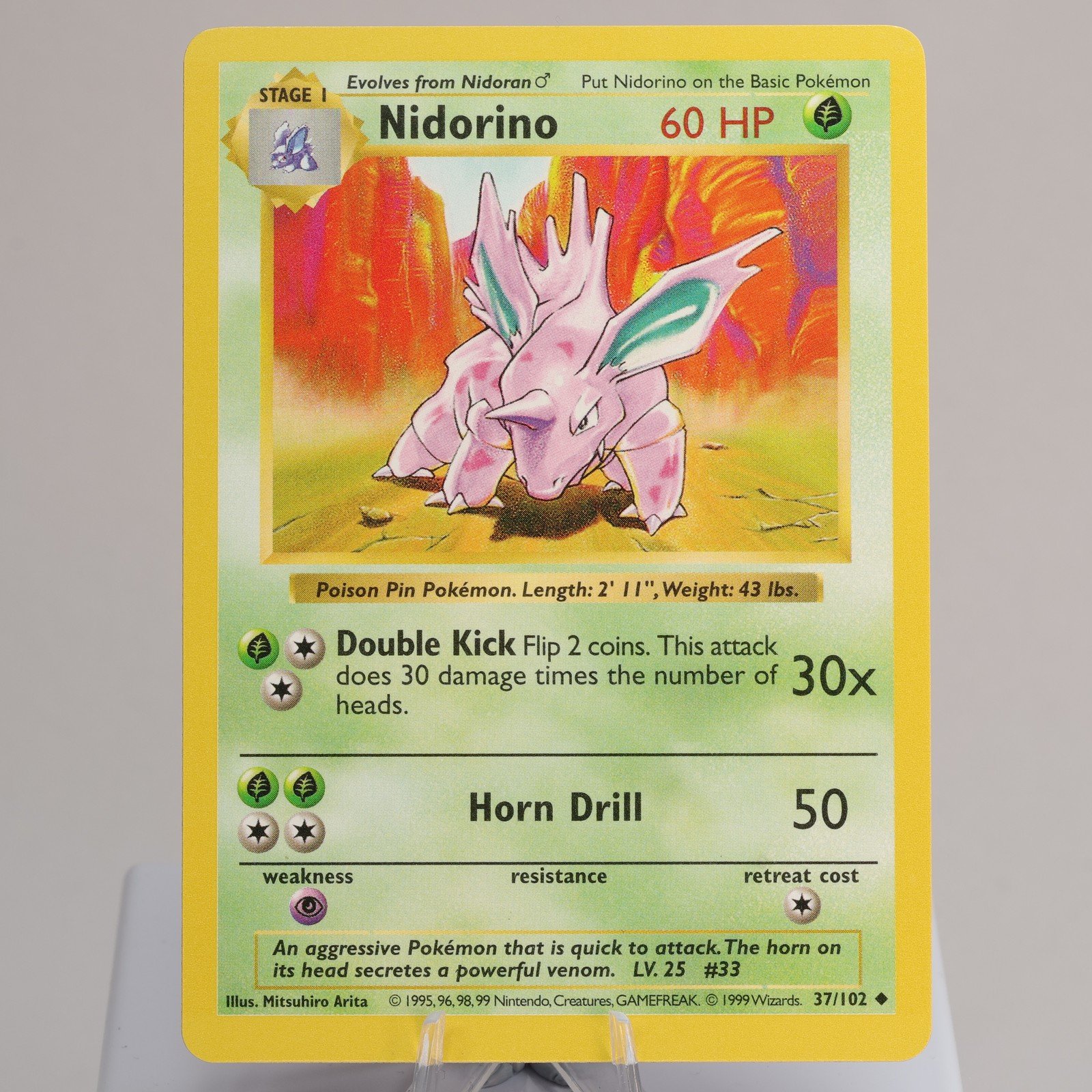 Pokemon TCG Nidorino 37102 Base Set Uncommon Shadowless WOTC 1999 NM 168006227389 2