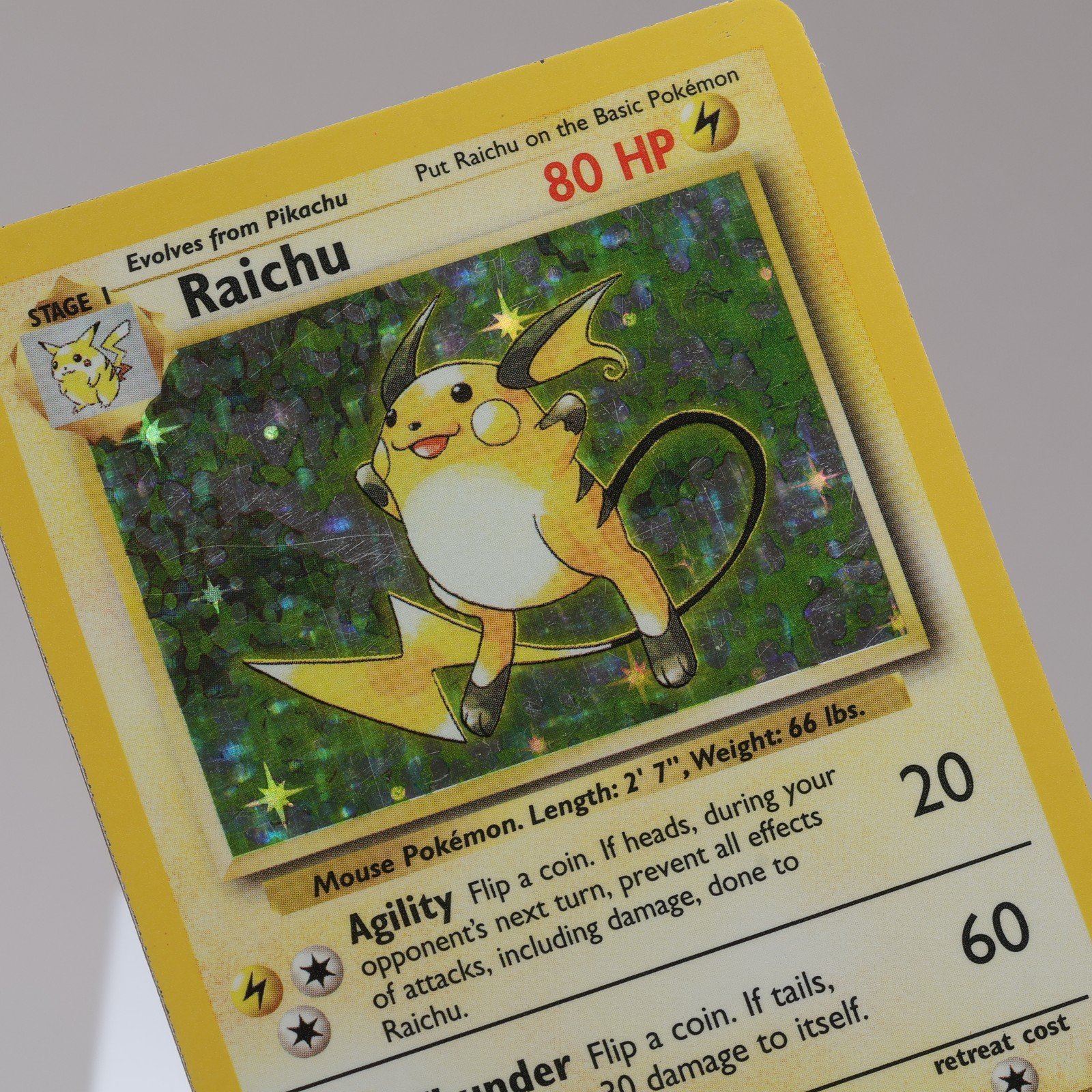 Pokemon TCG Raichu 14102 Base Set Holo Rare WOTC 1999 MP 167950659089
