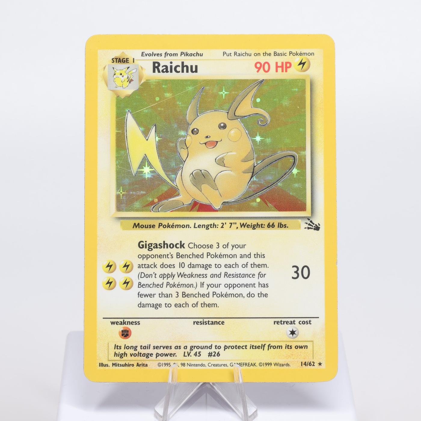 Pokemon TCG Raichu 1462 Fossil Holo Rare WOTC EXC 168220700199 2