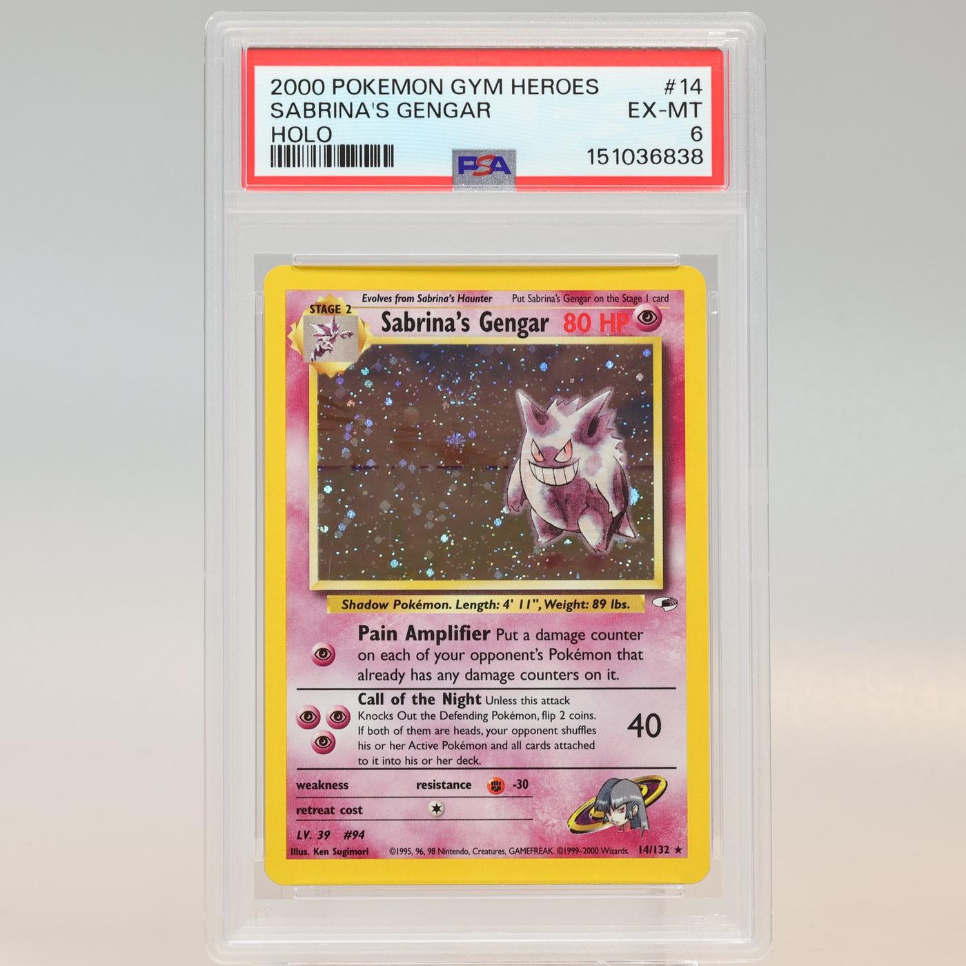 Pokemon TCG Sabrinas Gengar 14132 Gym Heroes Holo Rare PSA 6 EXMT 168441076169 2