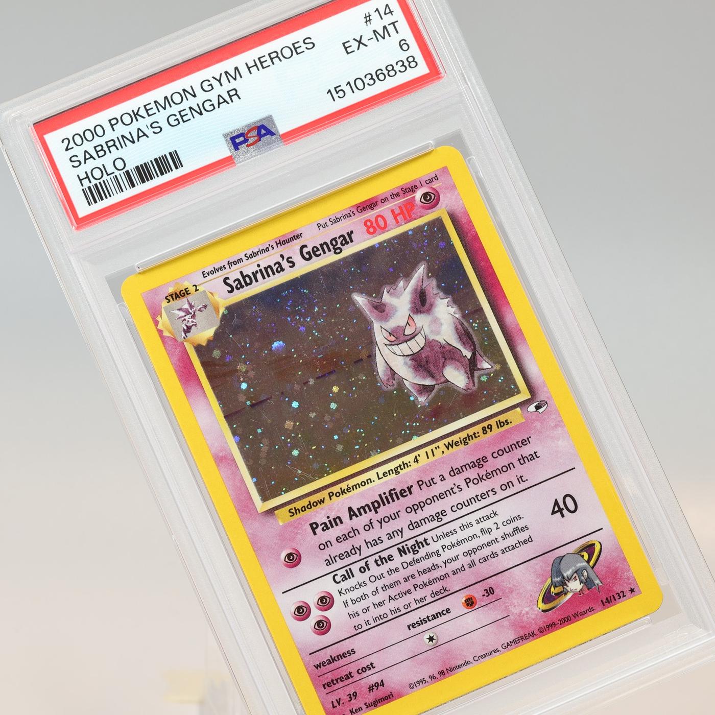 Pokemon TCG Sabrinas Gengar 14132 Gym Heroes Holo Rare PSA 6 EXMT 168441076169