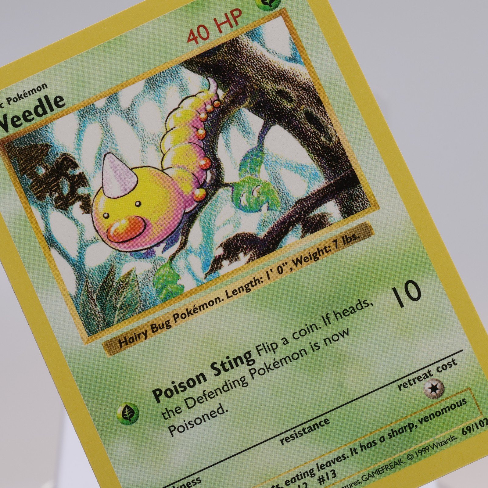 Pokemon TCG – Weedle 69/102 Base Set Common Shadowless WOTC 1999 – EXC/NM