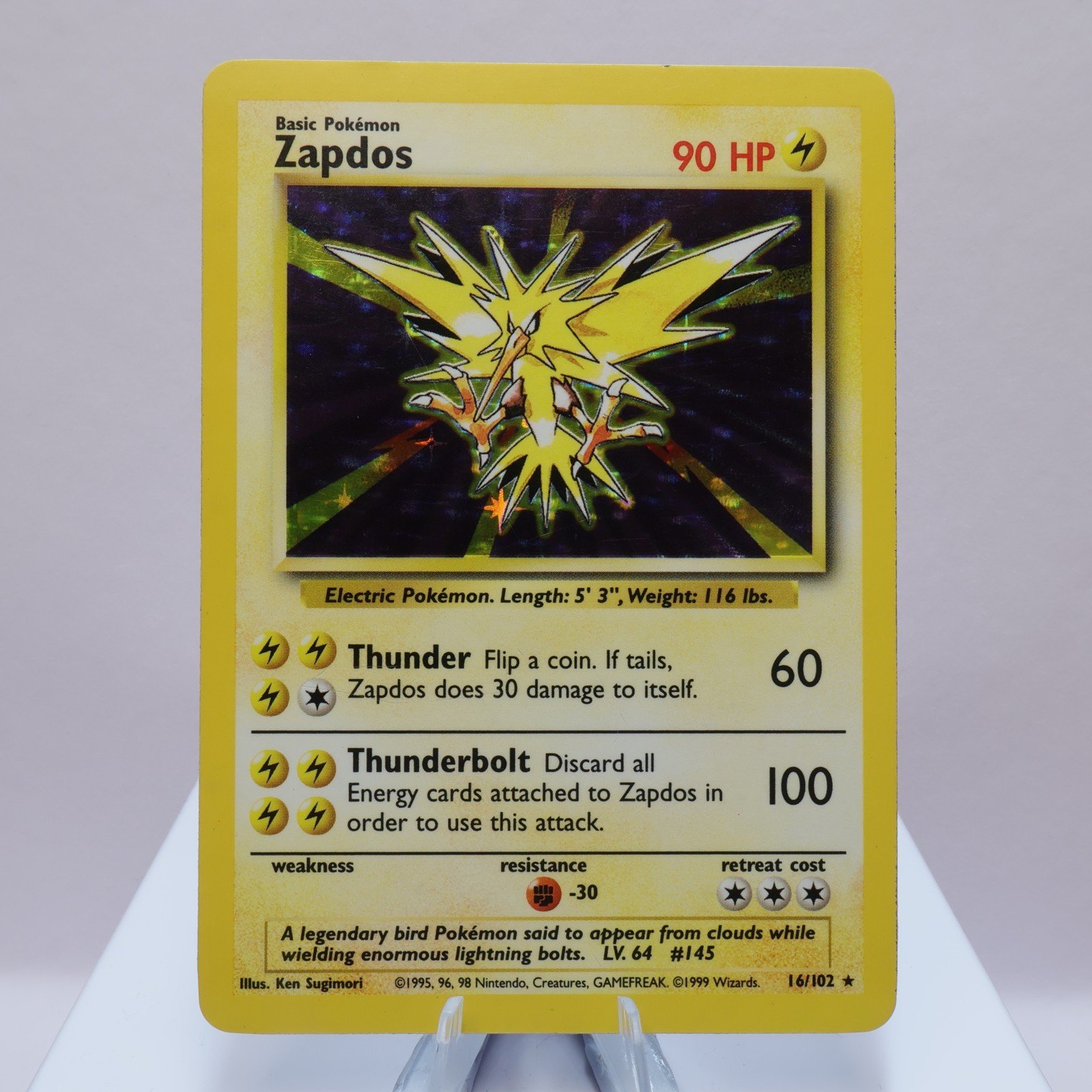 Pokemon TCG Zapdos 16102 Base Set Holo Rare WOTC 1999 EXCNM 167672728329 2