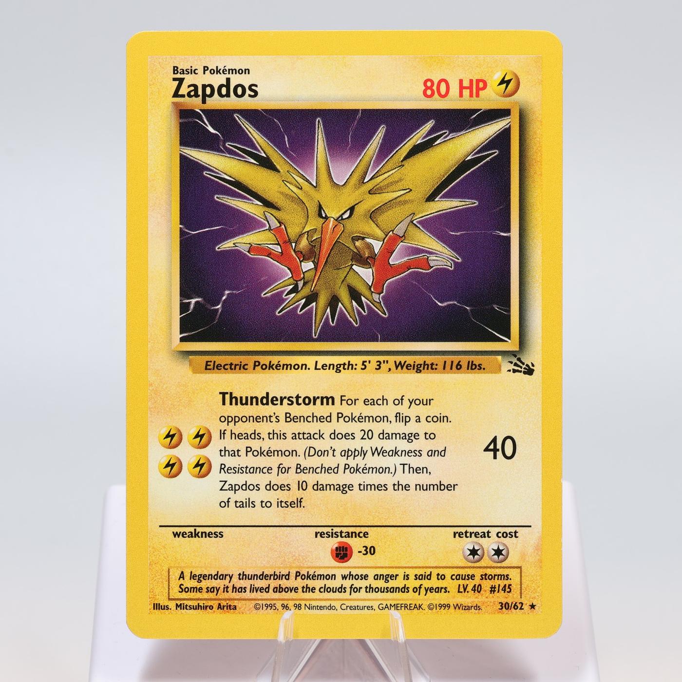 Pokemon TCG Zapdos 3062 Fossil Rare WOTC NM 168421188129 2