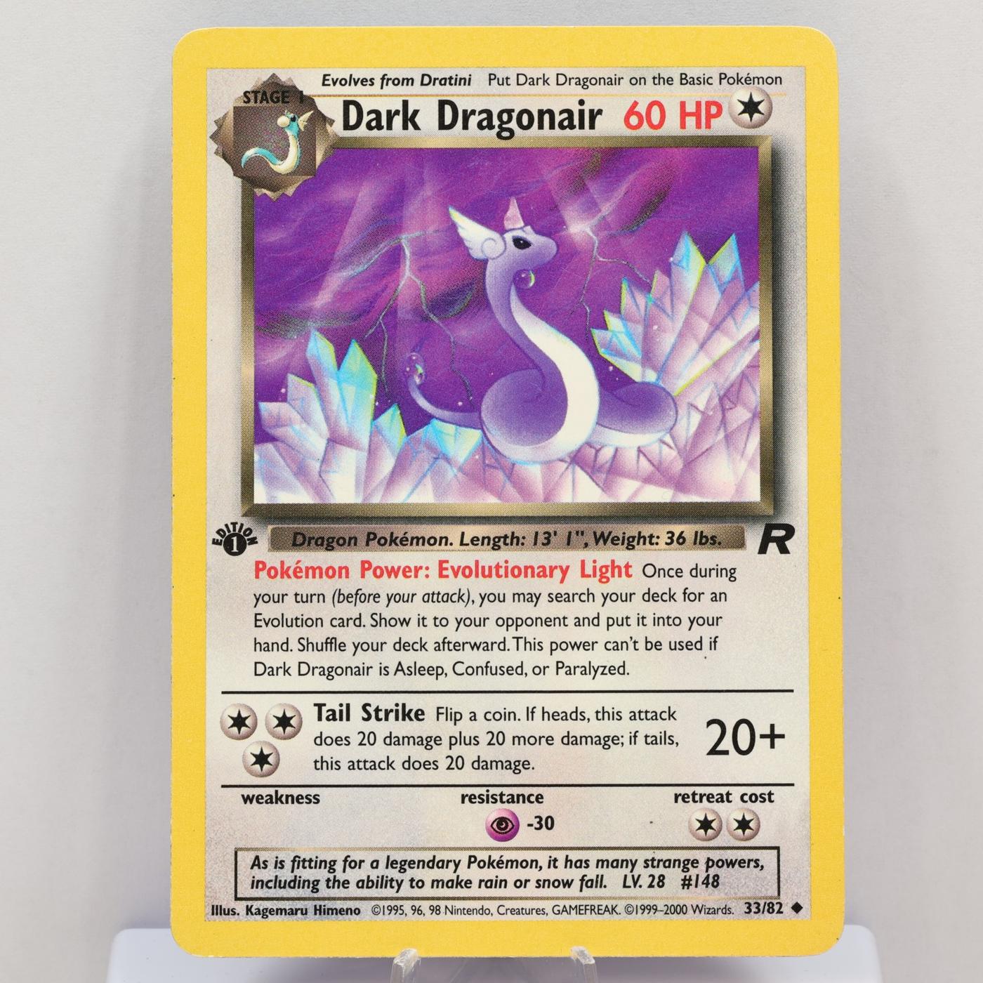 Pokemon TCG - Dark Dragonair 33/82 Team Rocket 1st Edition WOTC 2000 - LP - photo 2