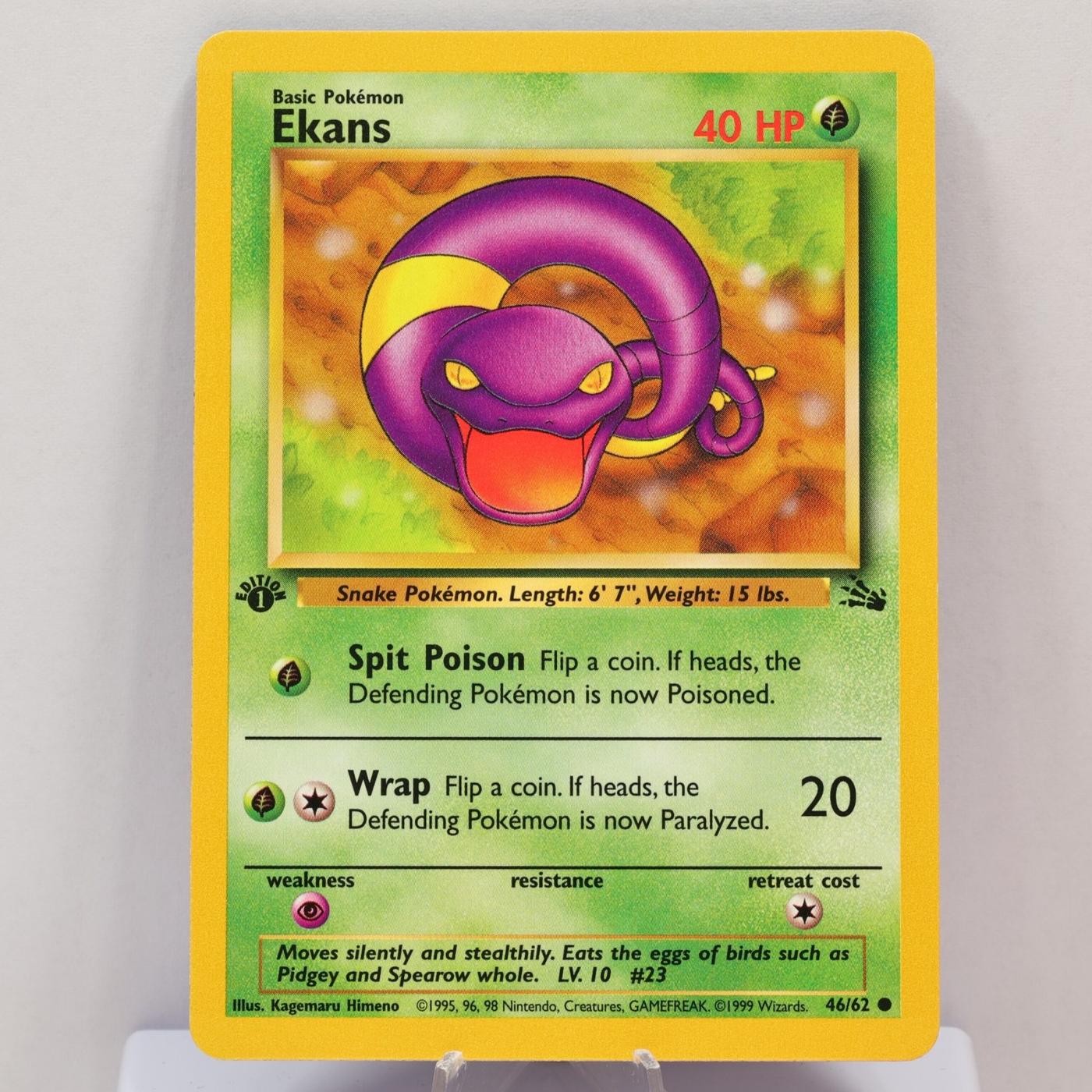 Pokemon TCG - Ekans 46/62 Fossil 1st Edition WOTC 1999 - EXC/NM - photo 2