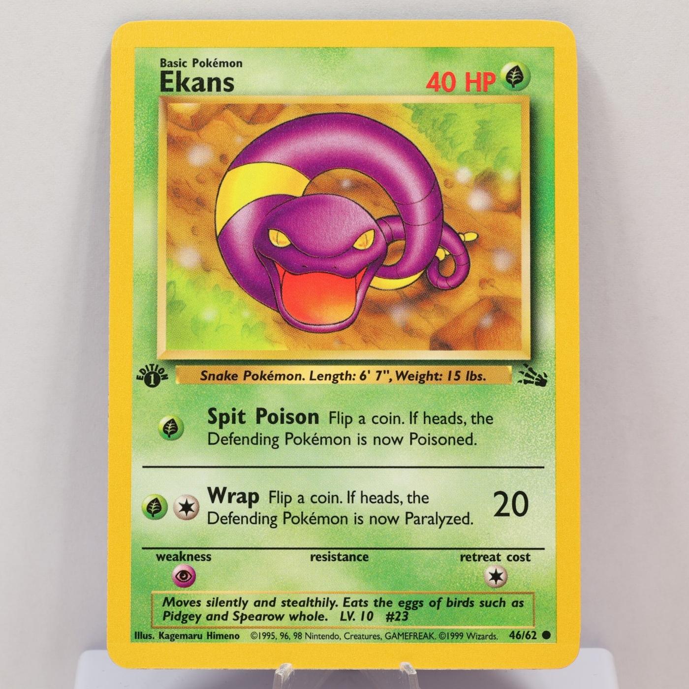 Pokemon TCG - Ekans 46/62 Fossil 1st Edition WOTC 1999 - NM - photo 2
