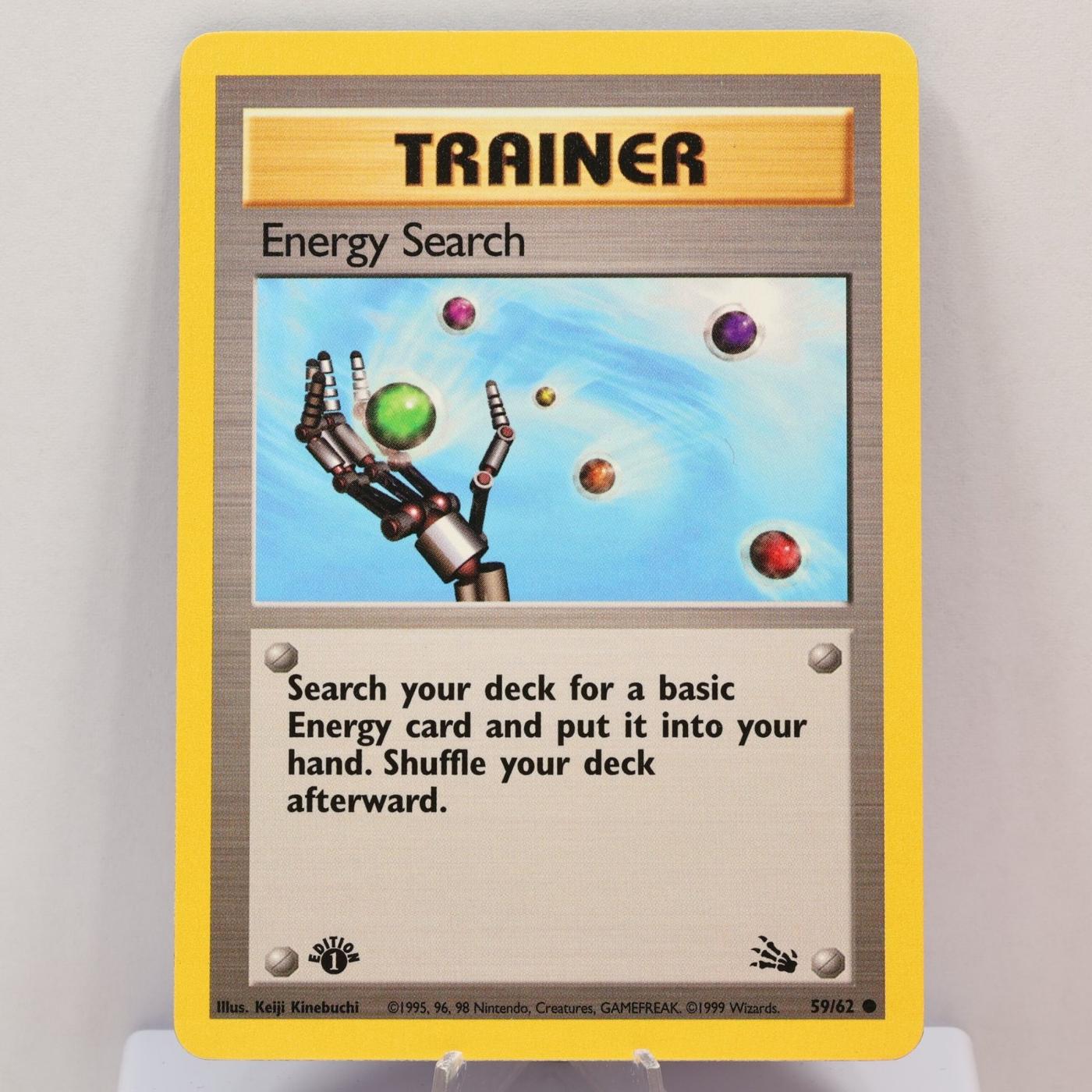 Pokemon TCG - Energy Search 59/62 Fossil 1st Edition WOTC 1999 - EXC/NM - photo 2