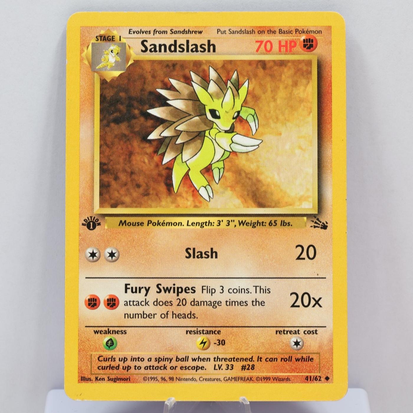 Pokemon TCG - Sandslash 41/62 Fossil 1st Edition WOTC 1999 - MP - photo 2