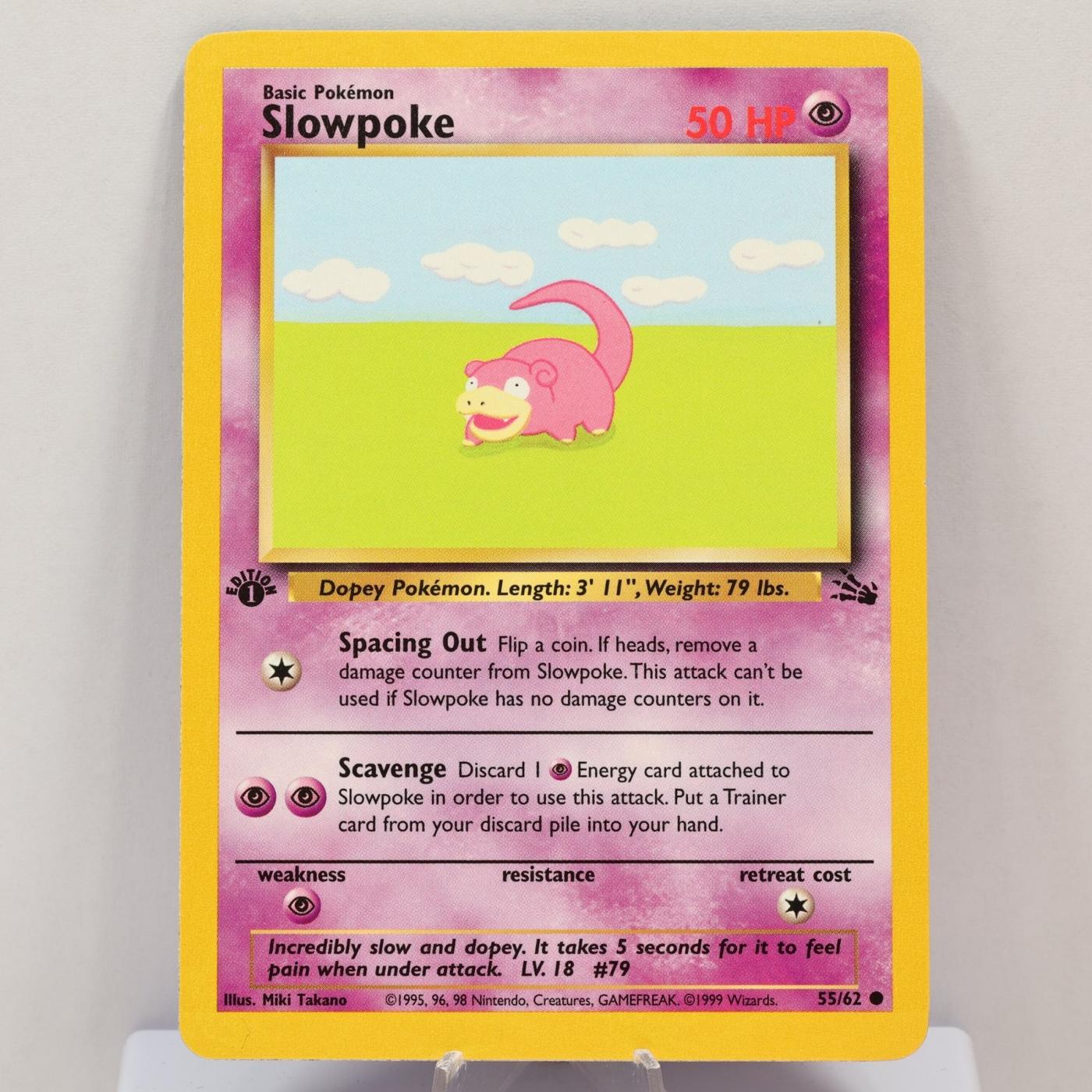 Pokemon TCG - Slowpoke 55/62 Fossil 1st Edition WOTC 1999 - EXC/NM - photo 2