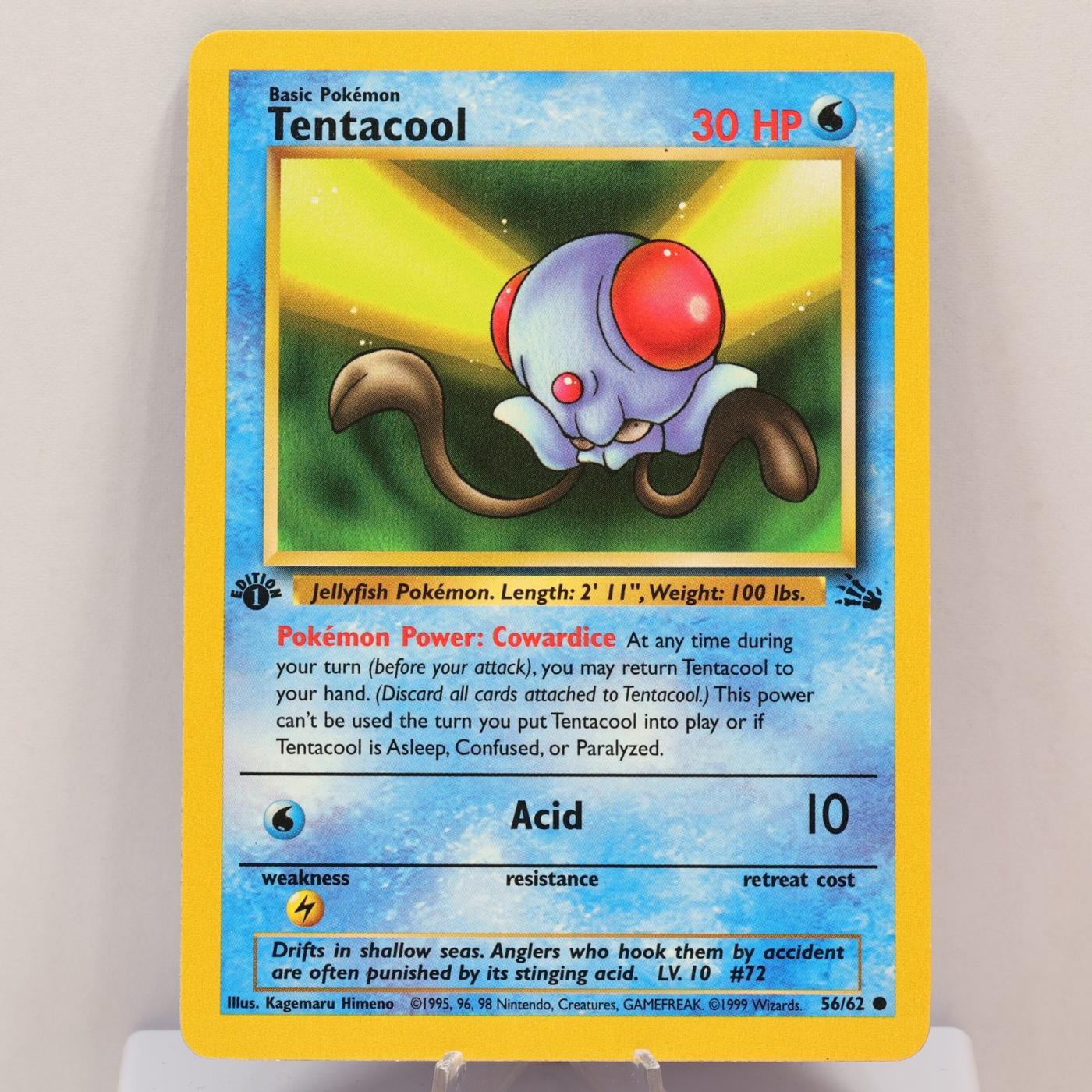 Pokemon TCG - Tentacool 56/62 Fossil 1st Edition WOTC 1999 - NM - photo 2