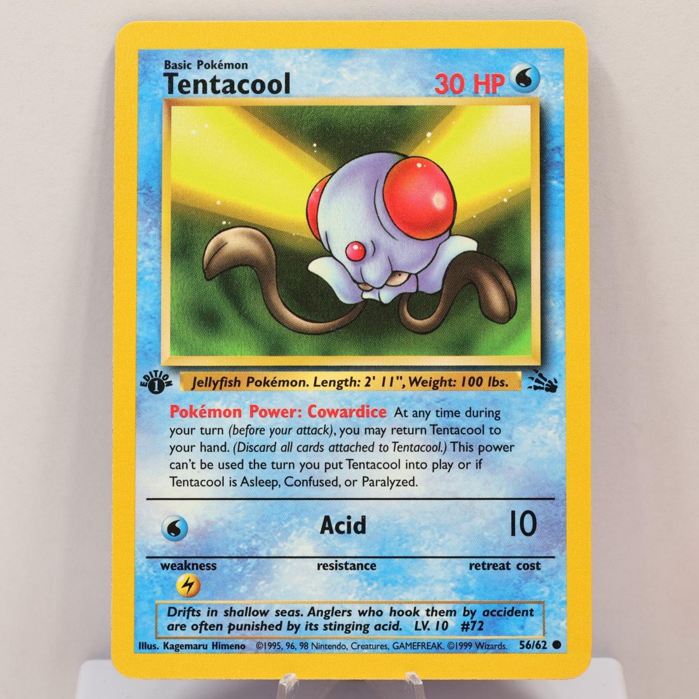 Pokemon TCG - Tentacool 56/62 Fossil 1st Edition WOTC 1999 - NM - photo 2
